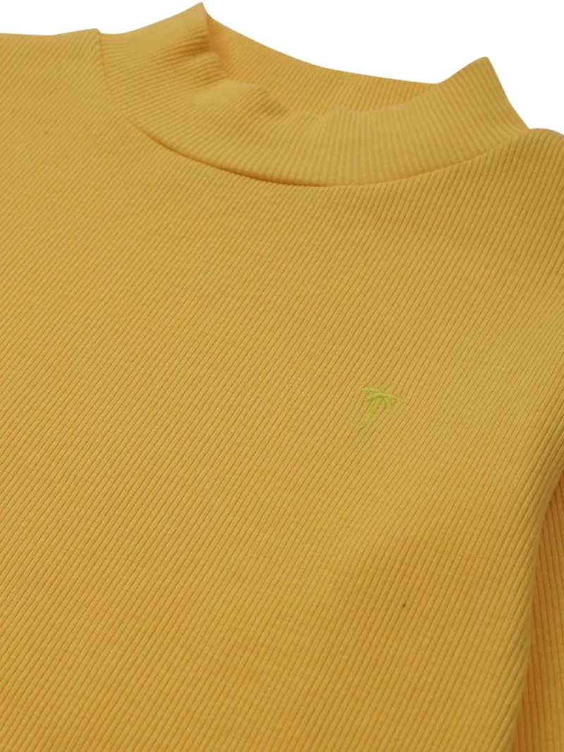 Palm Tree Girls Mustard Solid Cotton Skivvy Full Sleeves 9-10 Years