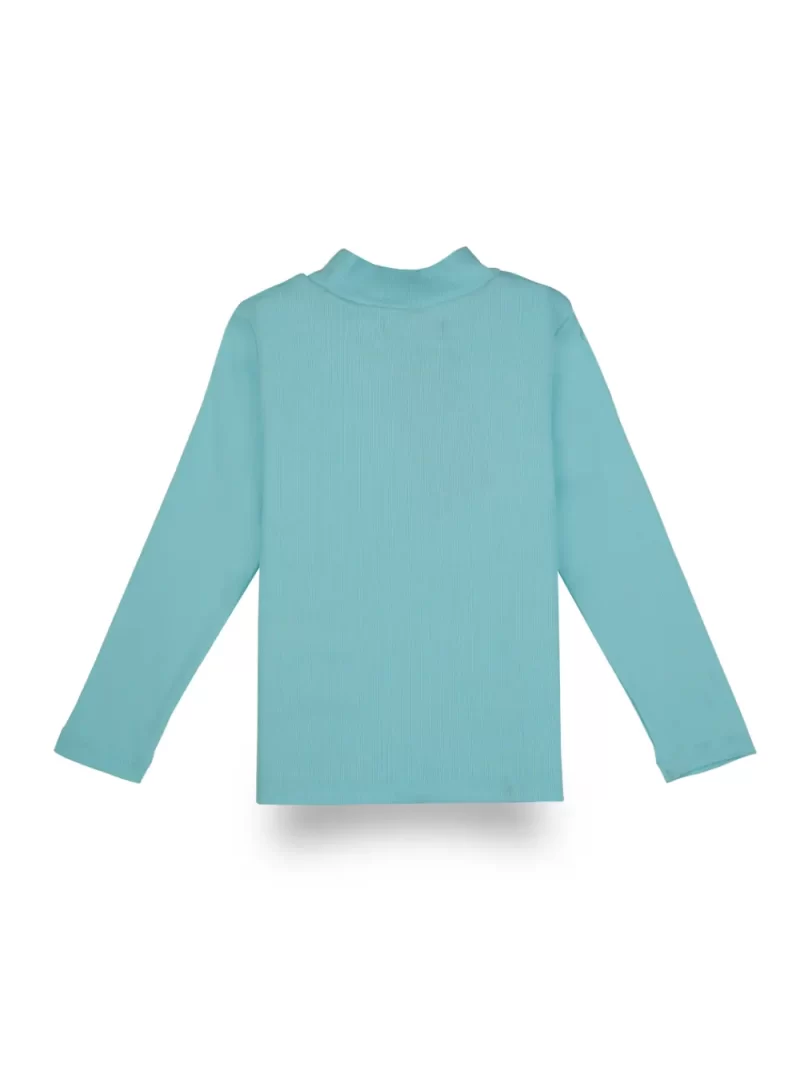 Palm Tree Girls Blue Solid Cotton Skivvy Full Sleeves 9-10 Years