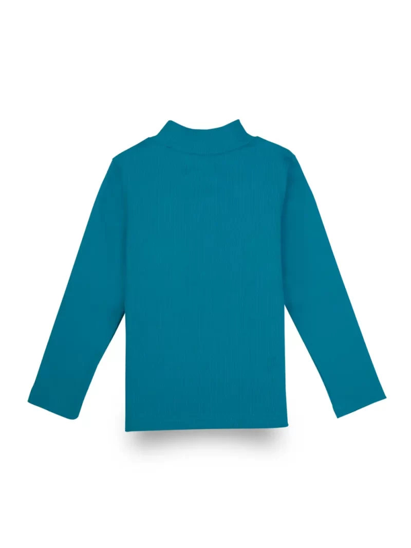 Palm Tree Girls Blue Solid Cotton Skivvy Full Sleeves 9-10 Years