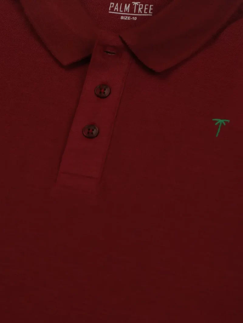Palm Tree Boys Maroon Solid Cotton Polo T-Shirt Half Sleeves