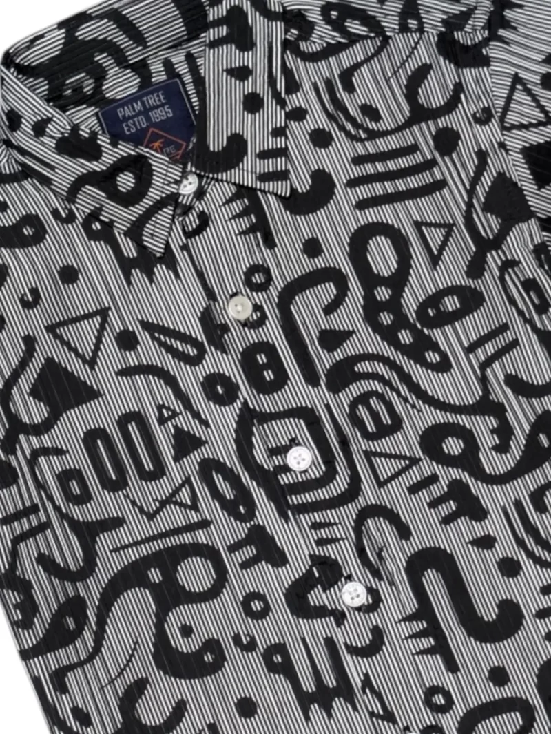 Palm Tree Boys Black Abstract Print Cotton Co-Ordinate Half Sleeves