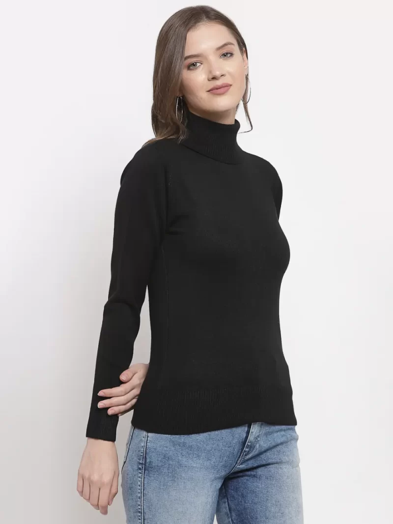 Women Solid Acrylic High Neck Top