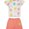 Gj Baby Boys Off White Graphic Print Cotton Baby Set Half Sleeve