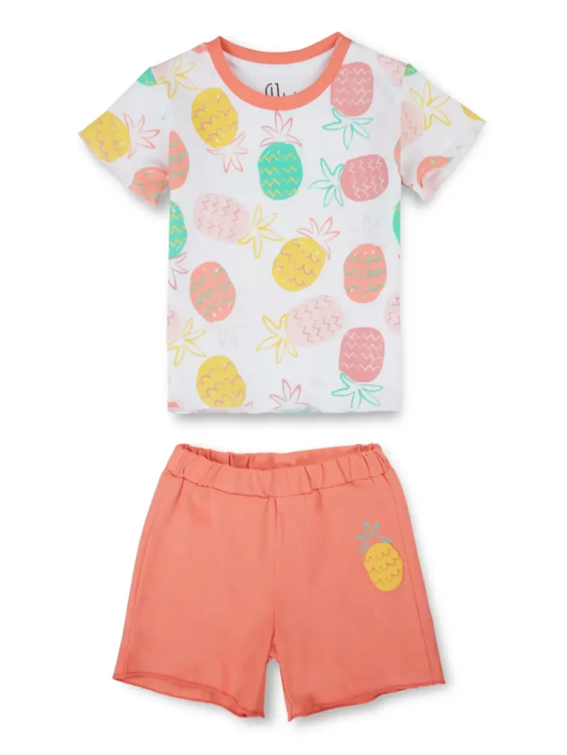 Gj Baby Boys Off White Graphic Print Cotton Baby Set Half Sleeve