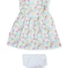 Gj Baby Girls White Floral Print Cotton Dress Half Sleeves