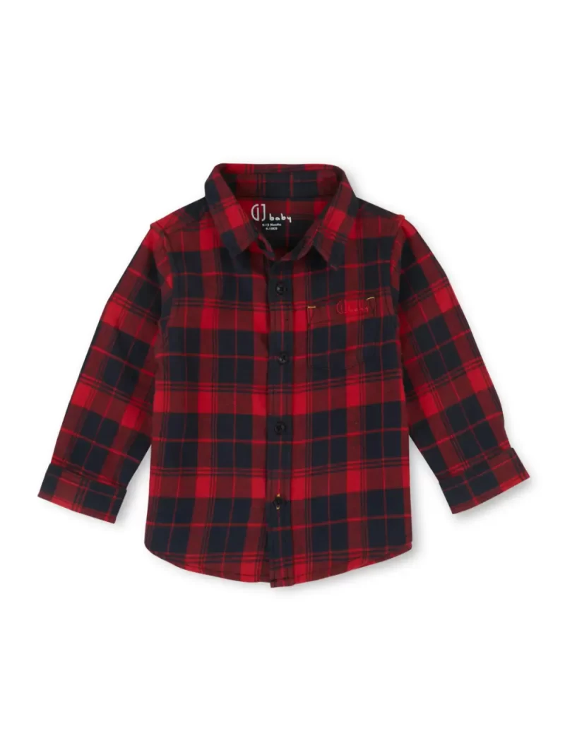 Gj Baby Unisex Maroon Lively Chequred Cotton Round Neck Half Sleeve T-Shirt