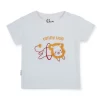Gj Baby Boys White Applique Cotton T-Shirt Half Sleeves