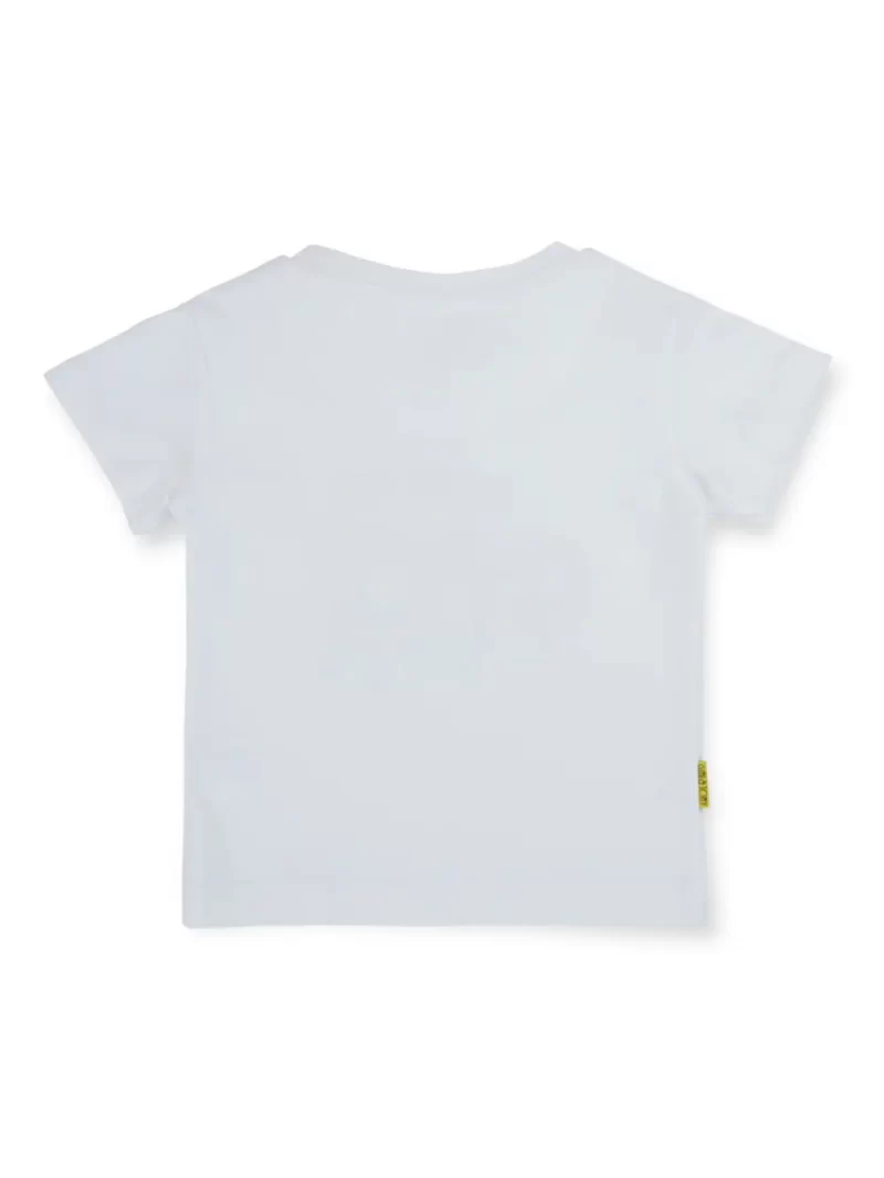 Gj Baby Boys White Applique Cotton T-Shirt Half Sleeves