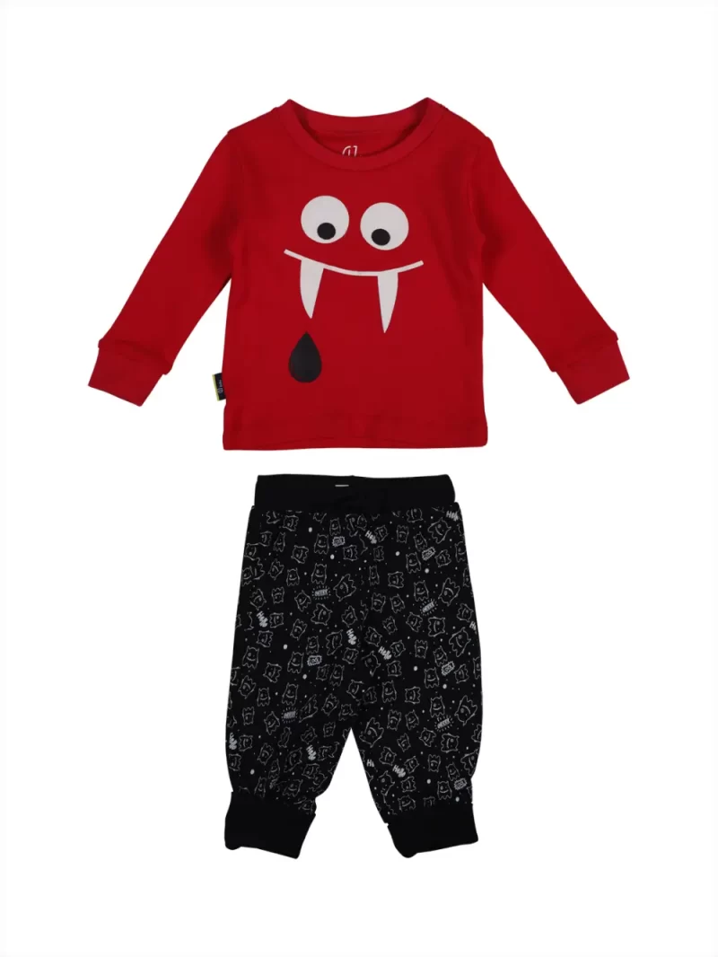 Gj Baby Boys Red Graphic Print Cotton Co-Ordinate 2 Piece