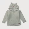 Gj Baby Girls White Applique Fleece Sweater Full Sleeves 0-3 Months