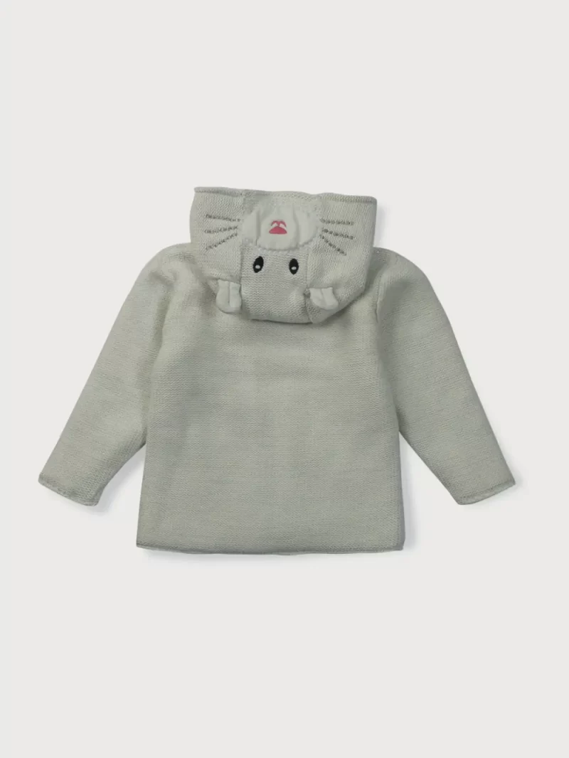 Gj Baby Girls White Applique Fleece Sweater Full Sleeves 0-3 Months
