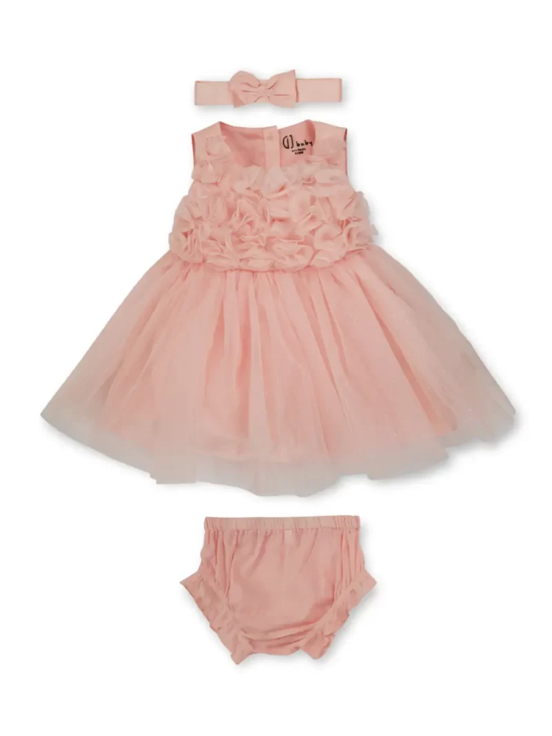 Gj Baby Girls Pink Solid Silk Half Sleeves Dress