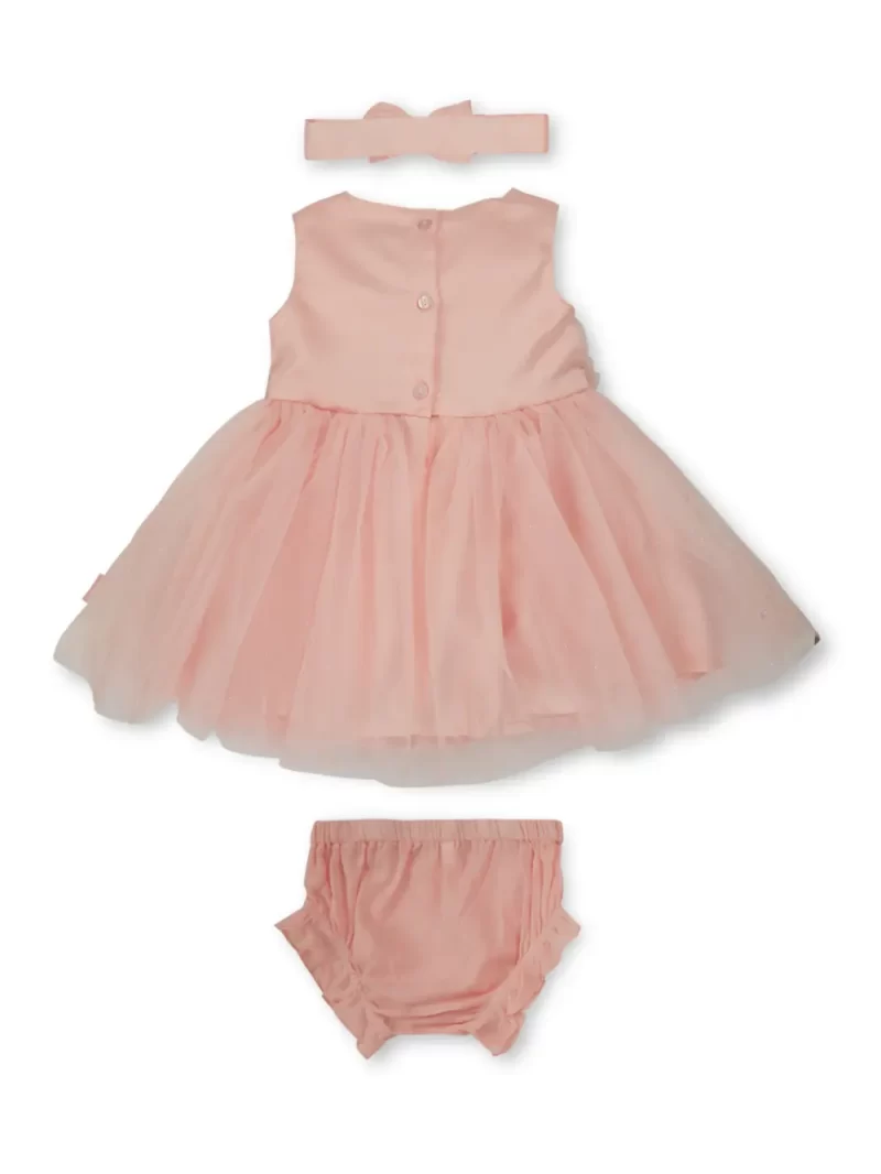 Gj Baby Girls Pink Solid Silk Half Sleeves Dress