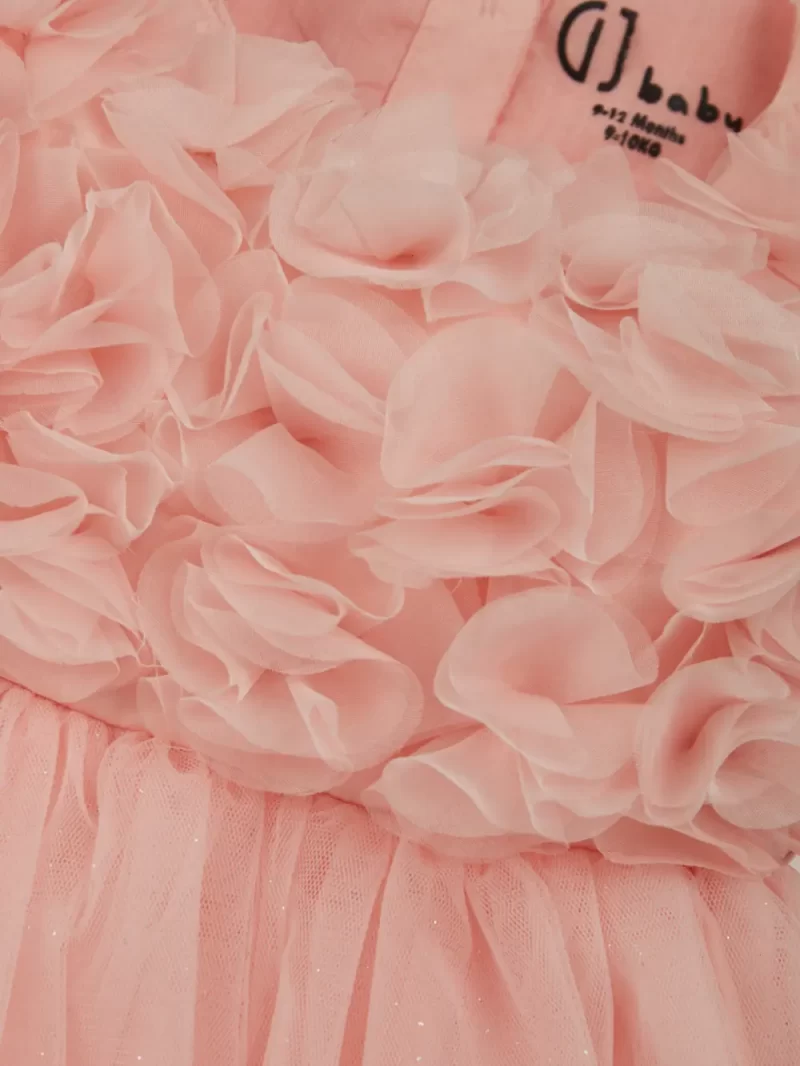 Gj Baby Girls Pink Solid Silk Half Sleeves Dress