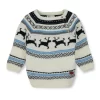 Gj Baby Boys White Fair Isle Acrylic Sweater Full Sleeves