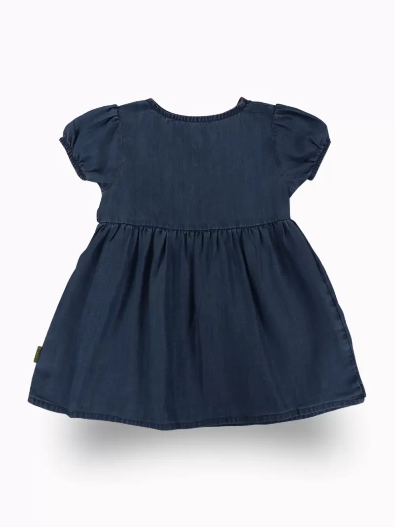 Gj Baby Girls Blue Solid Cotton Dress Half Sleeves