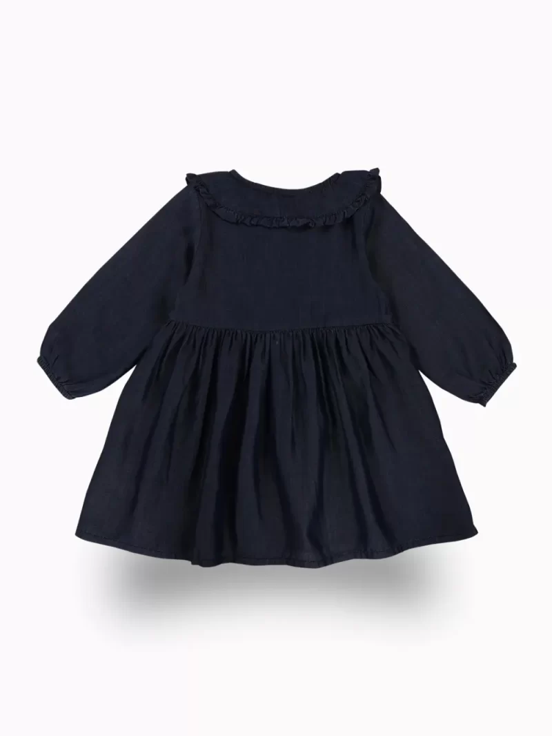 Gj Baby Girls Blue Solid Cotton Dress Full Sleeves