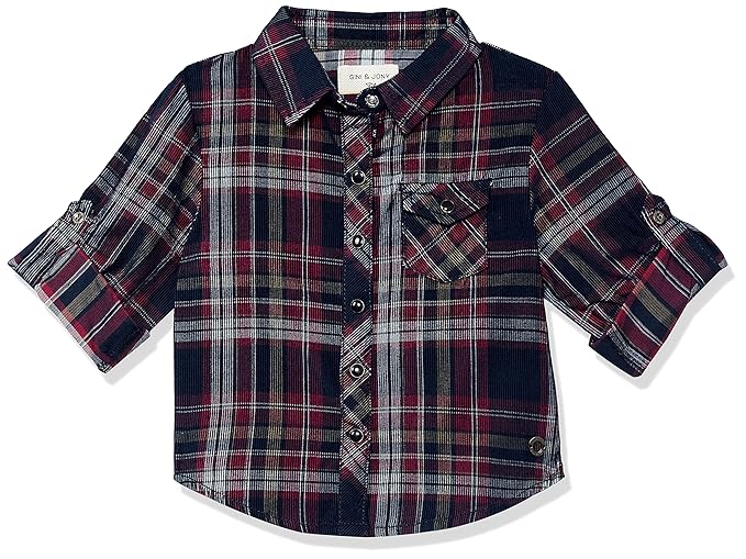 Gini & Jony Boys Navy Blue Printed Cotton Half Sleeves Shirt