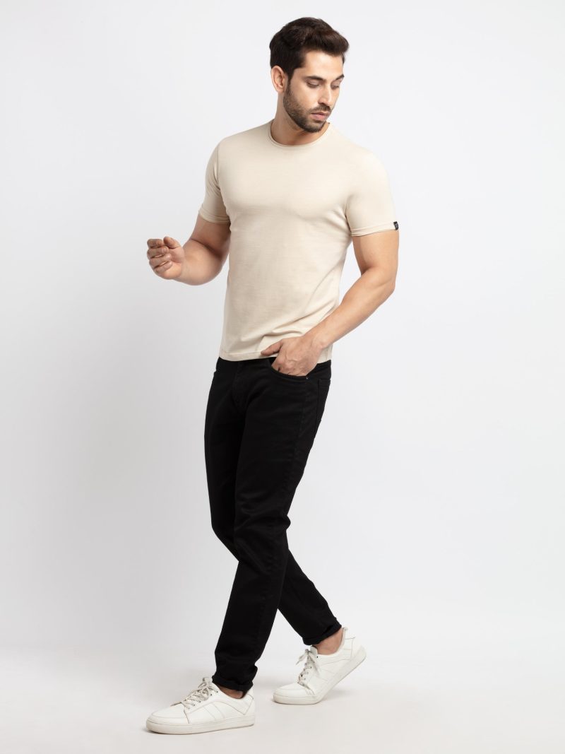 Mens Basic Taperd Fit Round Neck T-Shirt