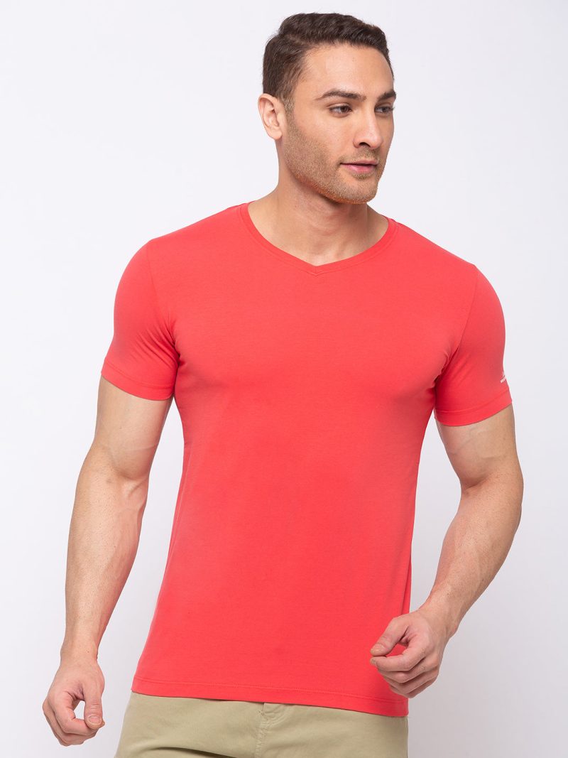 Status Quo Men'S Solid Slim Fit V-Neck T-Shirt