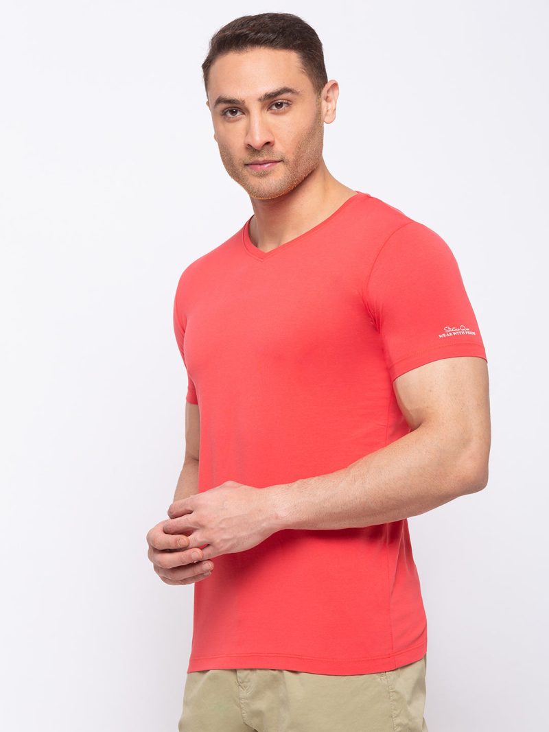 Status Quo Men'S Solid Slim Fit V-Neck T-Shirt