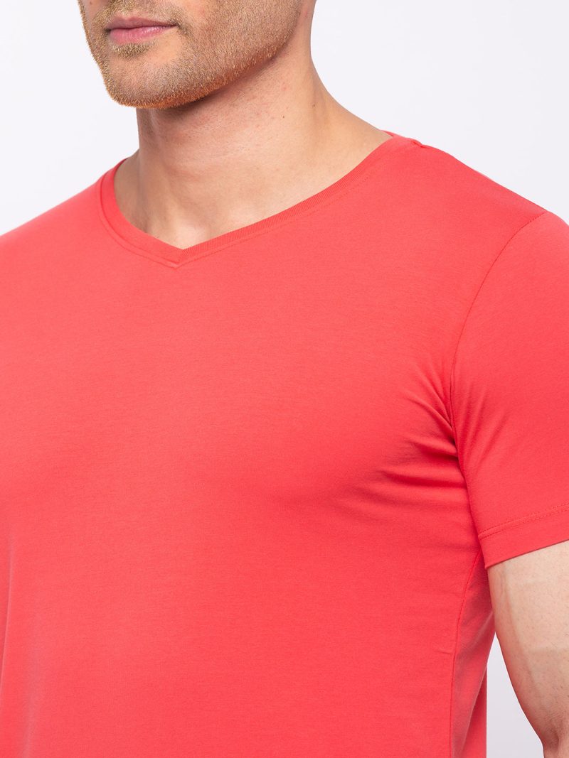 Status Quo Men'S Solid Slim Fit V-Neck T-Shirt