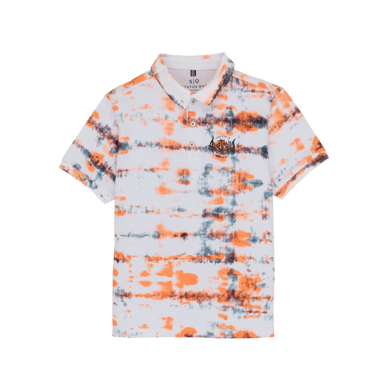 Status Quo Boys All-Over Abstract Printed Polo Collar Tshirt