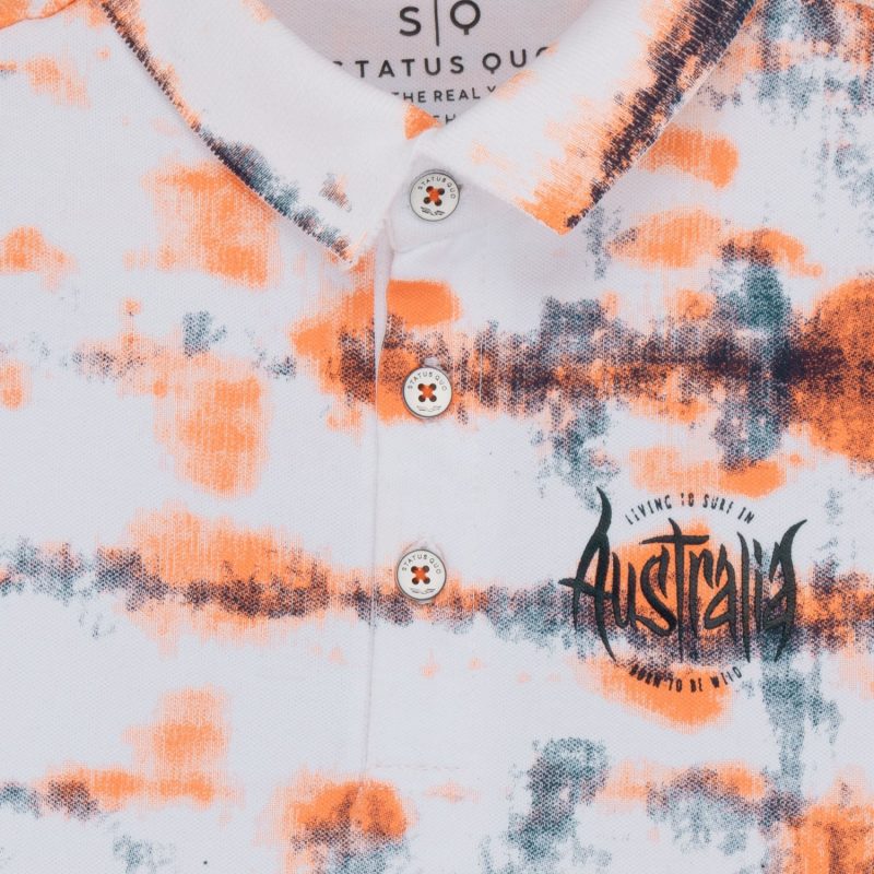 Status Quo Boys All-Over Abstract Printed Polo Collar Tshirt