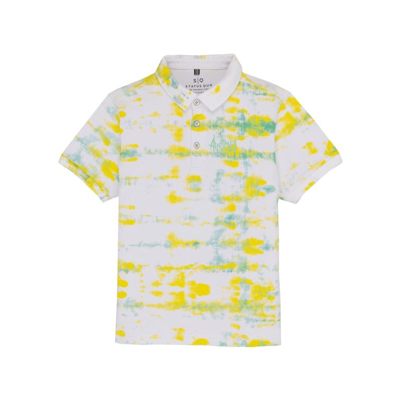 Status Quo Boys All-Over Abstract Printed Polo Collar Tshirt