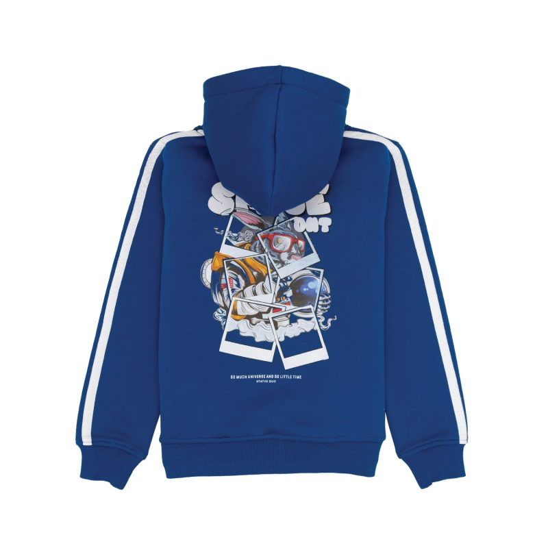Boys Front & Back Printed Hooded Sweatshirt