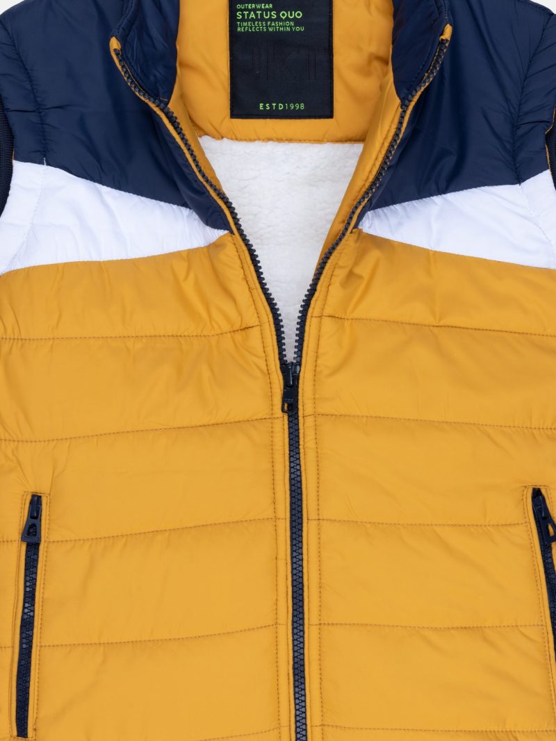 Boys Colour Blocking High Neck Sleeveless Jacket