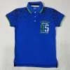 Palm Tree Boys Blue Geometric Print Cotton Polo T-Shirt Half Sleeves