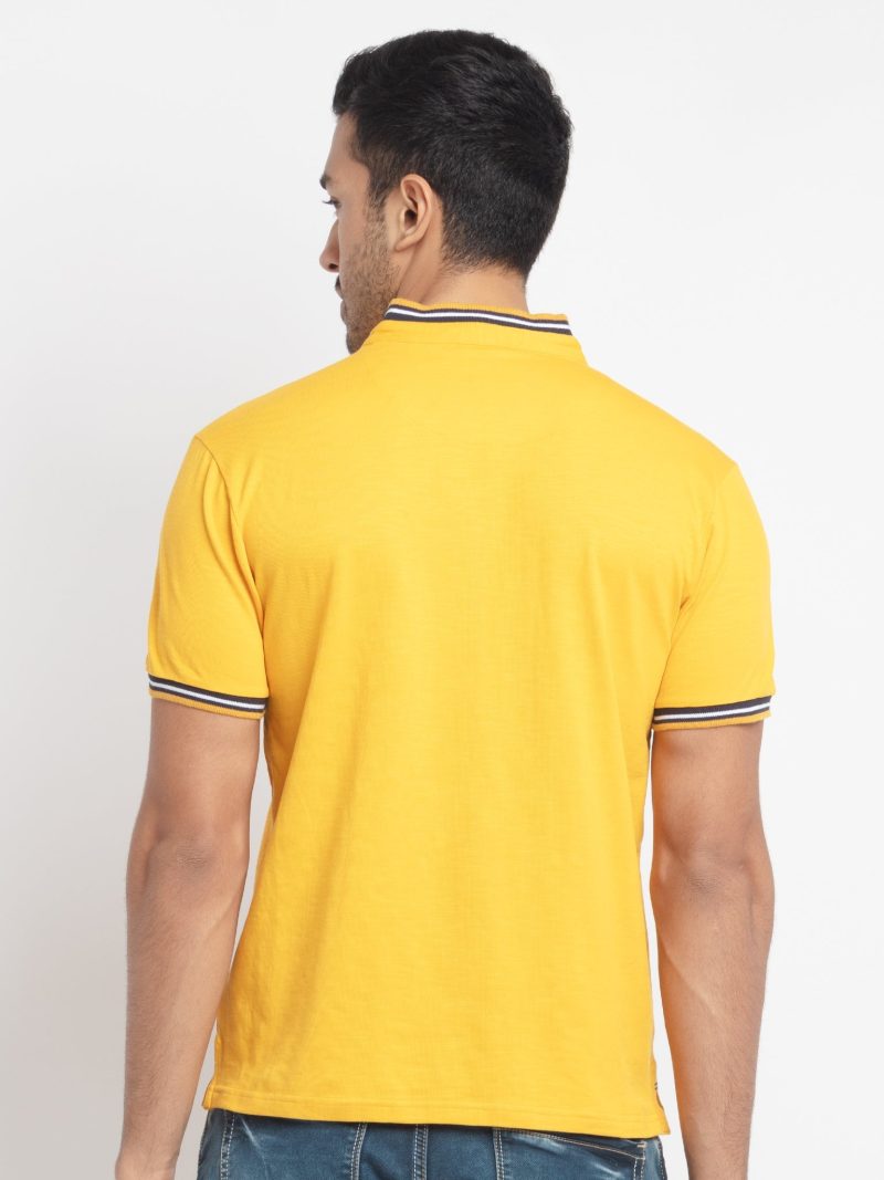 Status Quo Men'S Polo Collar Solid Mustard Color Tshirts