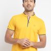 Status Quo Men'S Polo Collar Solid Mustard Color Tshirts