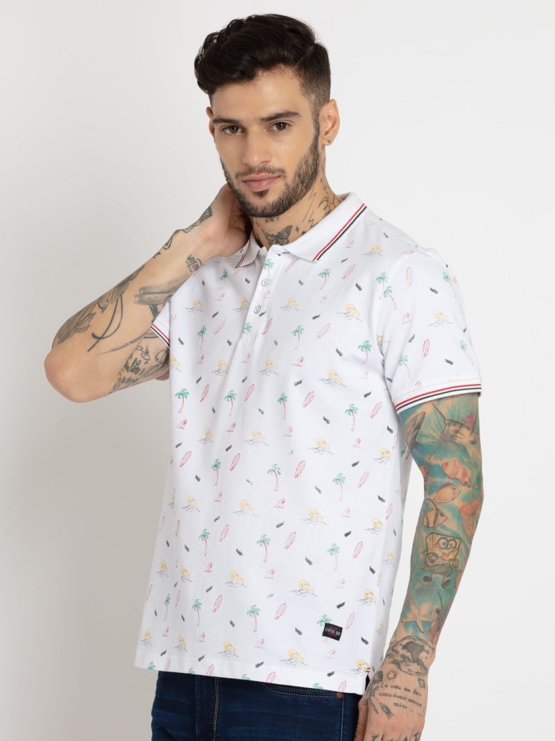 Status Quo Mens All Over Printed Polo Collar T-Shirt