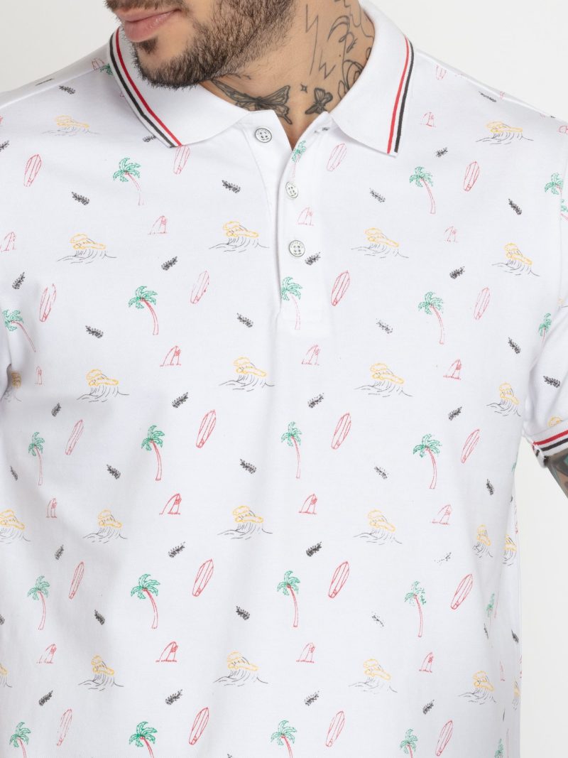 Status Quo Mens All Over Printed Polo Collar T-Shirt