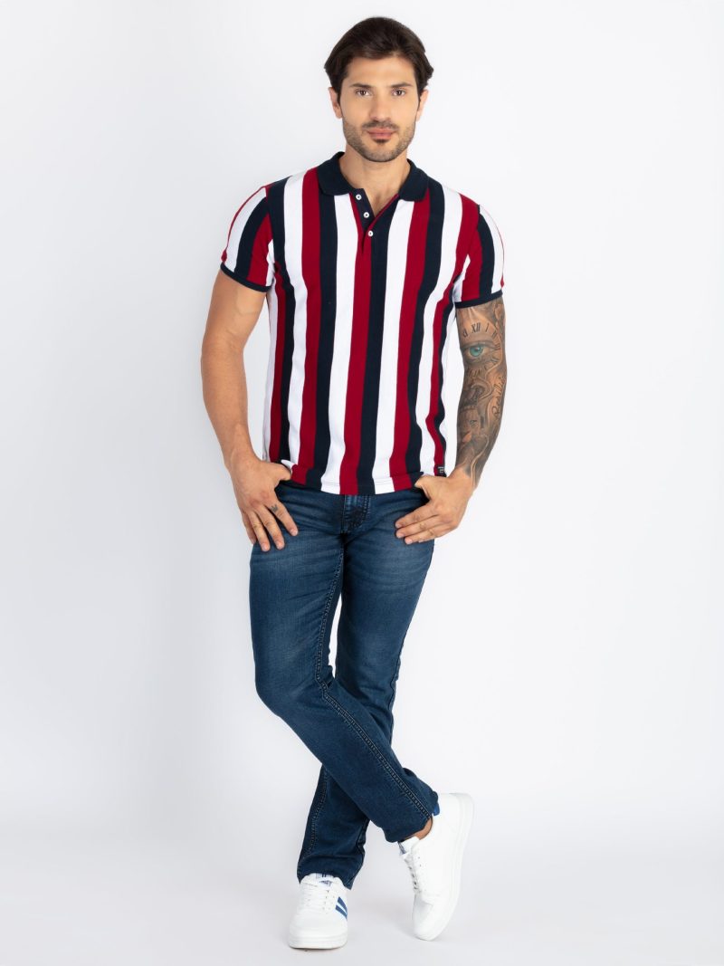 Status Quo Status Quo Men'S Striped Polo Neck Regular Fit Tshirt