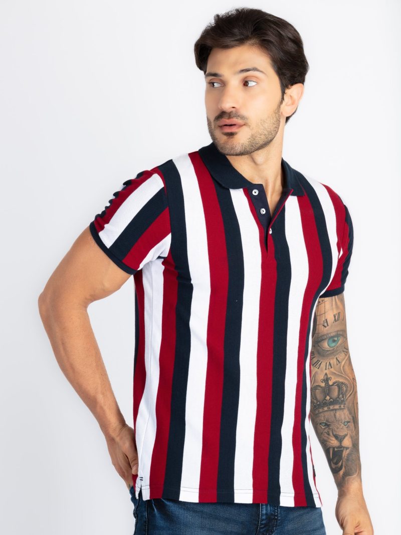 Status Quo Status Quo Men'S Striped Polo Neck Regular Fit Tshirt