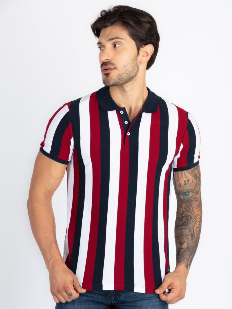 Status Quo Status Quo Men'S Striped Polo Neck Regular Fit Tshirt