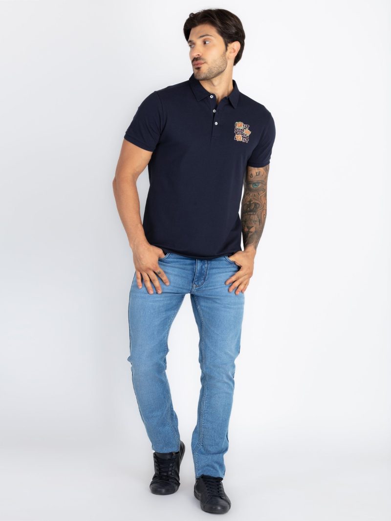 Status Quo Men'S Slim Fit Polo With Tipping Collar