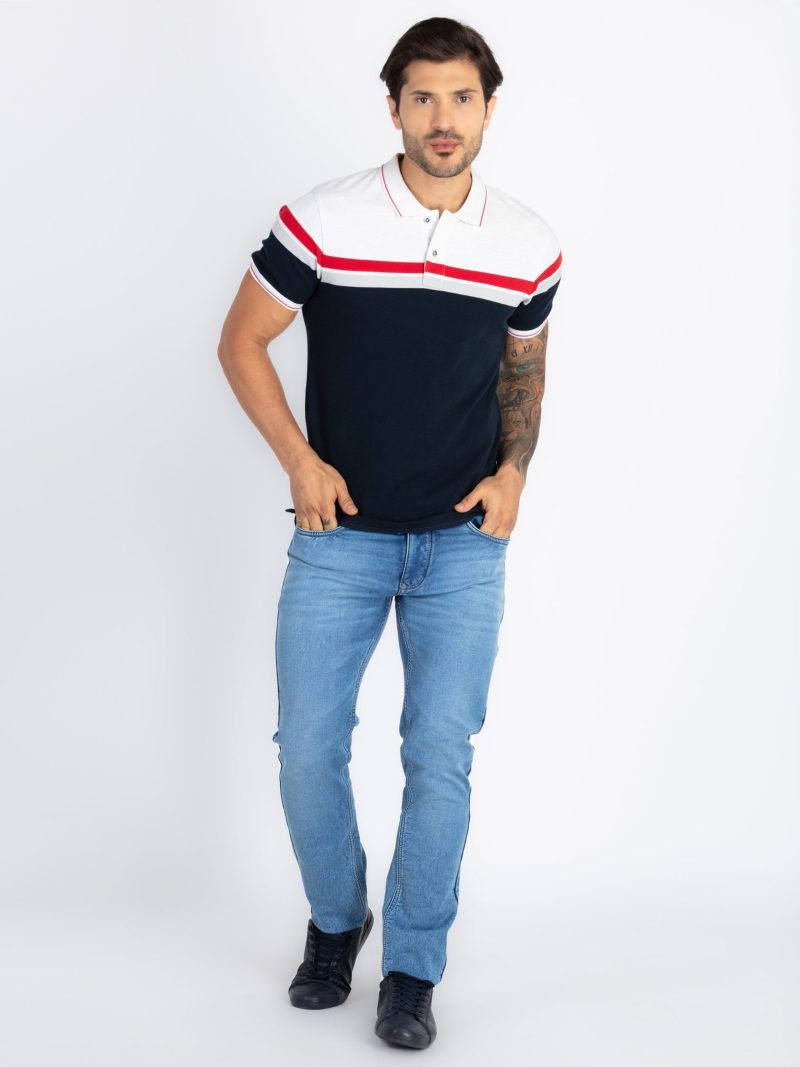 Status Quo Status Quo Chest Striped Regular Fit Polo Tshirt