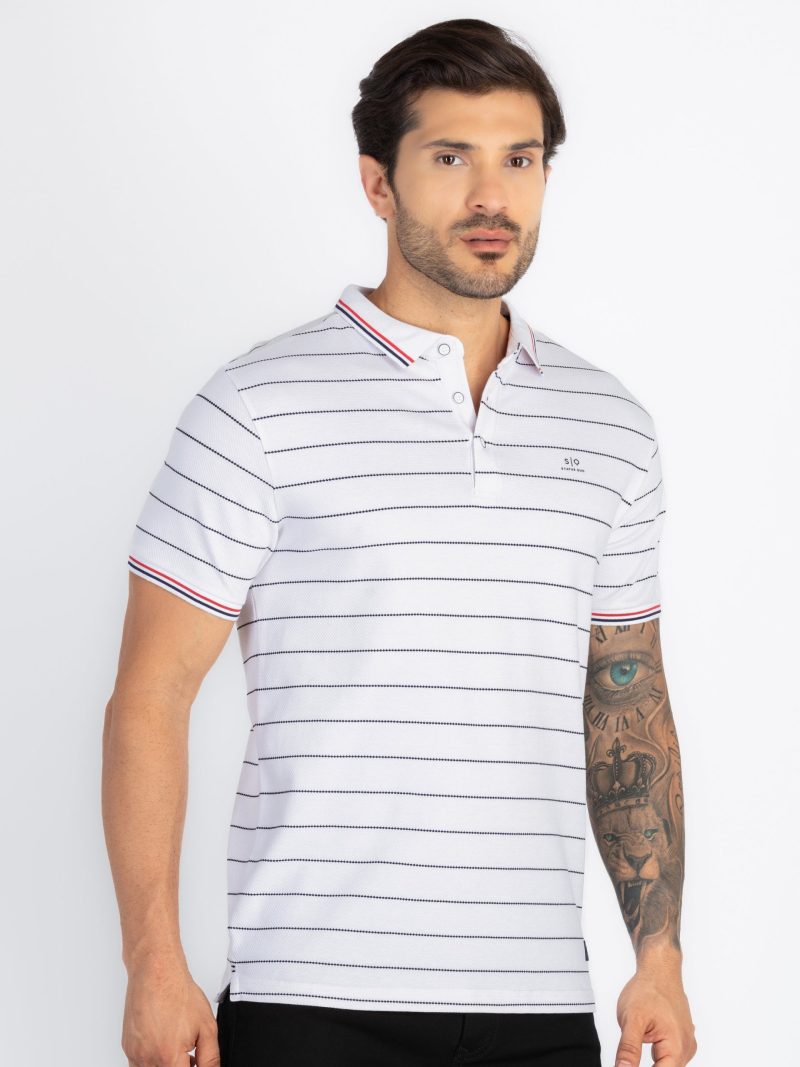 Status Quo Mens Striped Polo T-Shirt