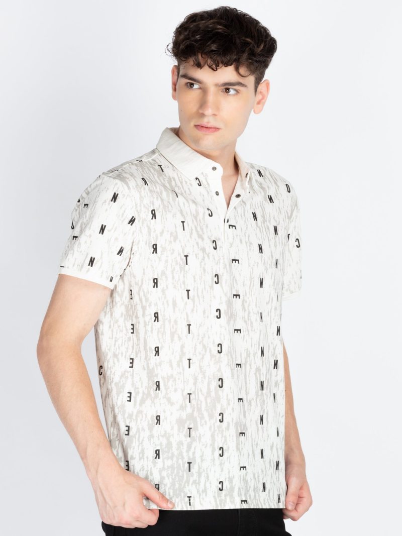 Mens Printed Polo Collar T-Shirt