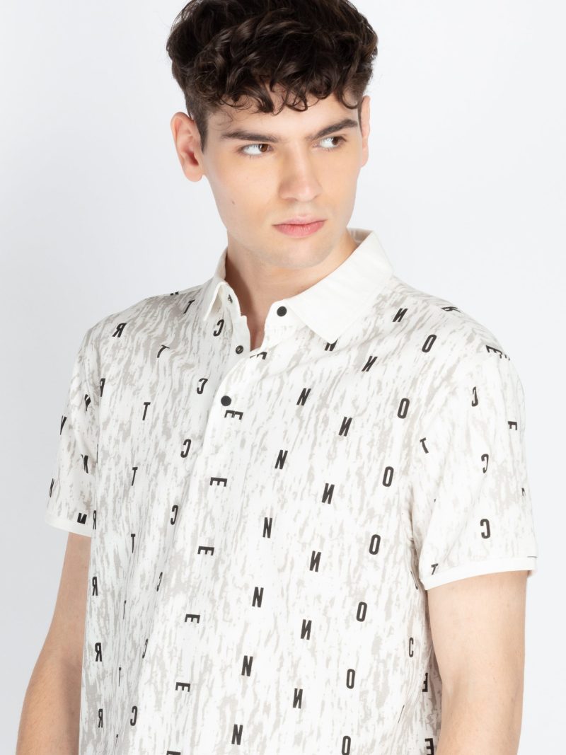 Mens Printed Polo Collar T-Shirt