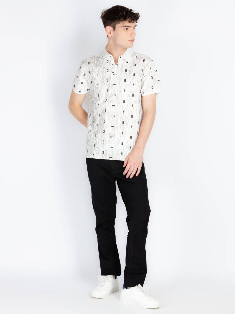 Mens Printed Polo Collar T-Shirt