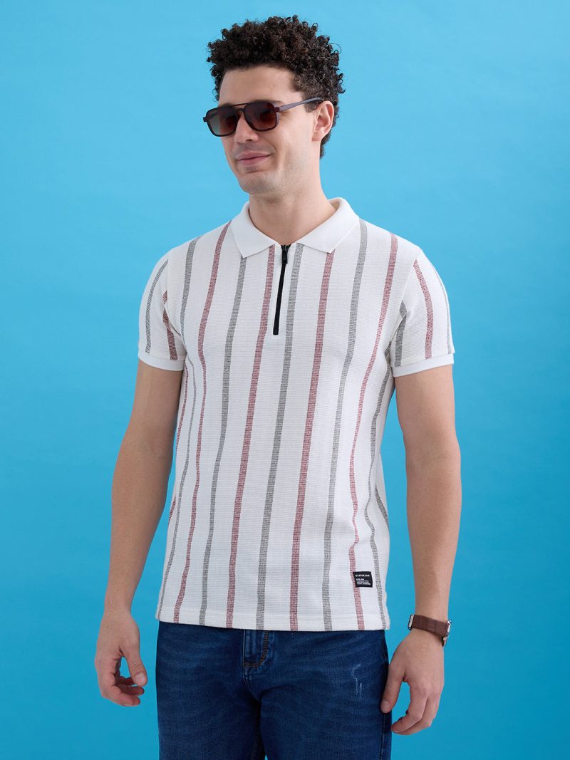 Status Quo Mens Solid Slim Fit Polo T-Shirt With Tipping Collar