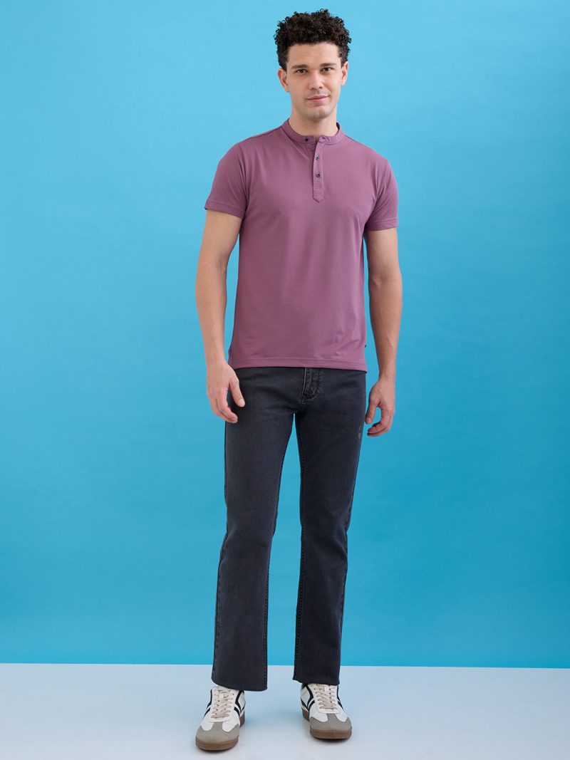 Status Quo Men'S Solid Slim Fit V-Neck T-Shirt