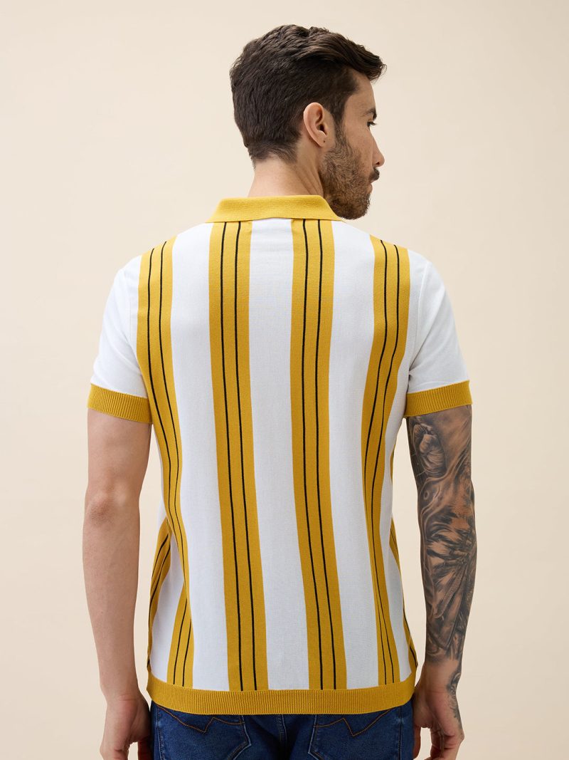 Status Quo Status Quo Men'S Striped Polo Collar Half Sleeves Regular Fit Tshirt