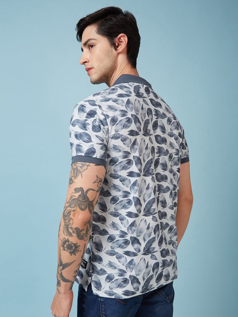 Status Quo Men'S Abstract Printed Polo Collar Short Sleeves Regular Fit Tshirt