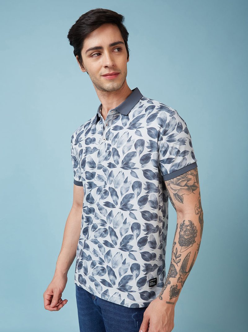 Status Quo Men'S Abstract Printed Polo Collar Short Sleeves Regular Fit Tshirt